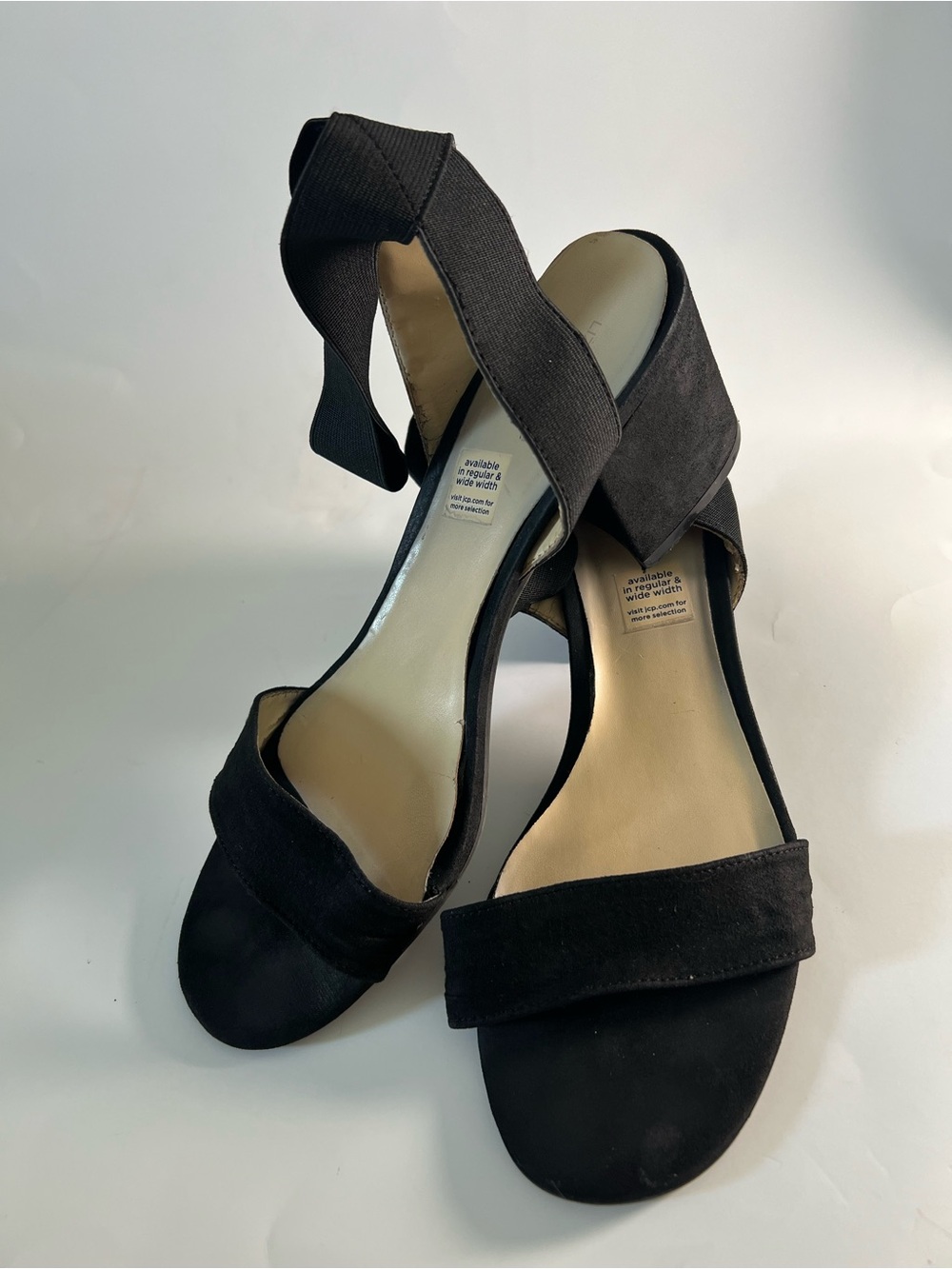 Liz Claiborne Black Open-Toe Crisscross Ankle Strap Block Heels Size 10